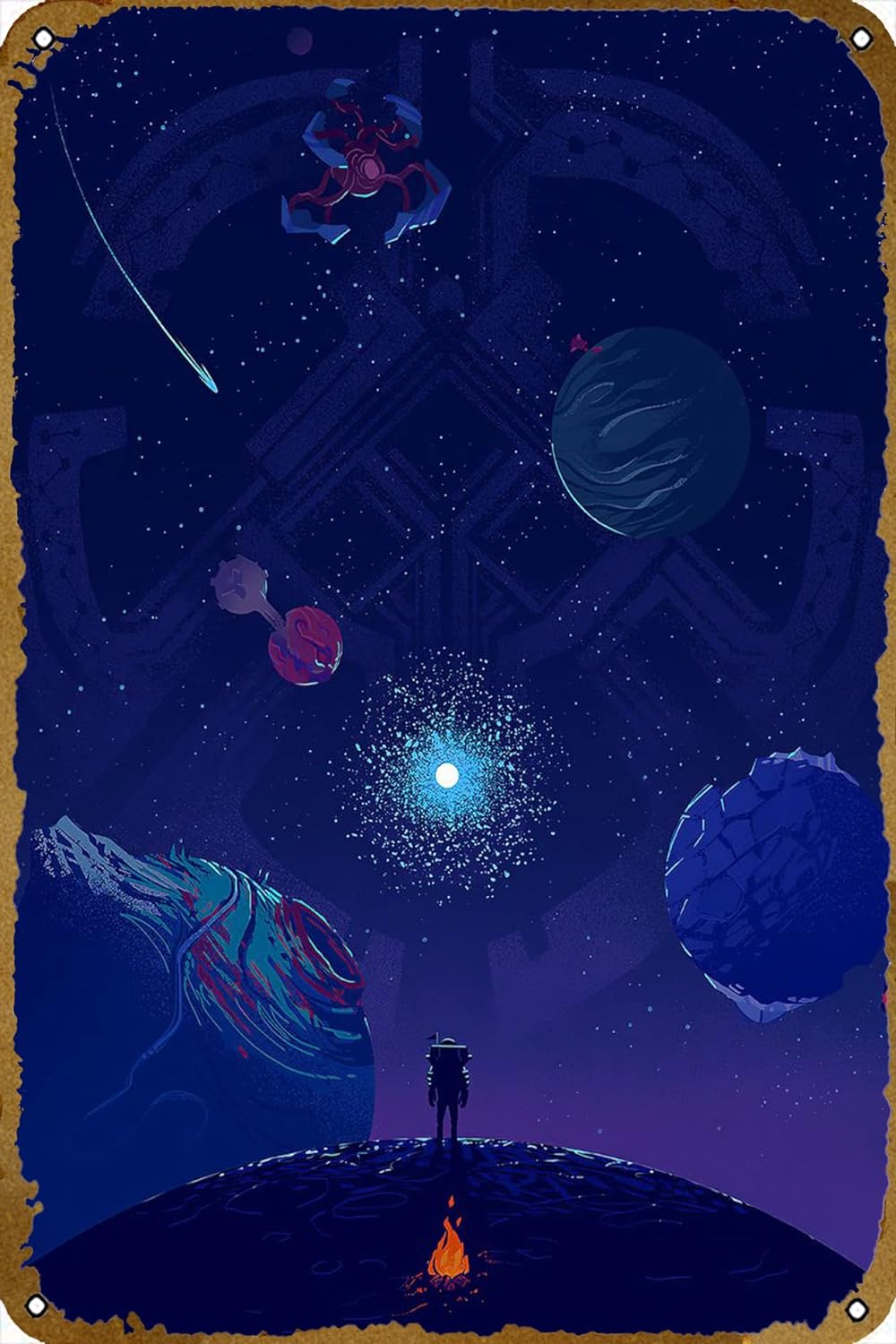 Video Gaming & Esports Usd Acc - Poster Outer Wilds, Papan Logam Metalik