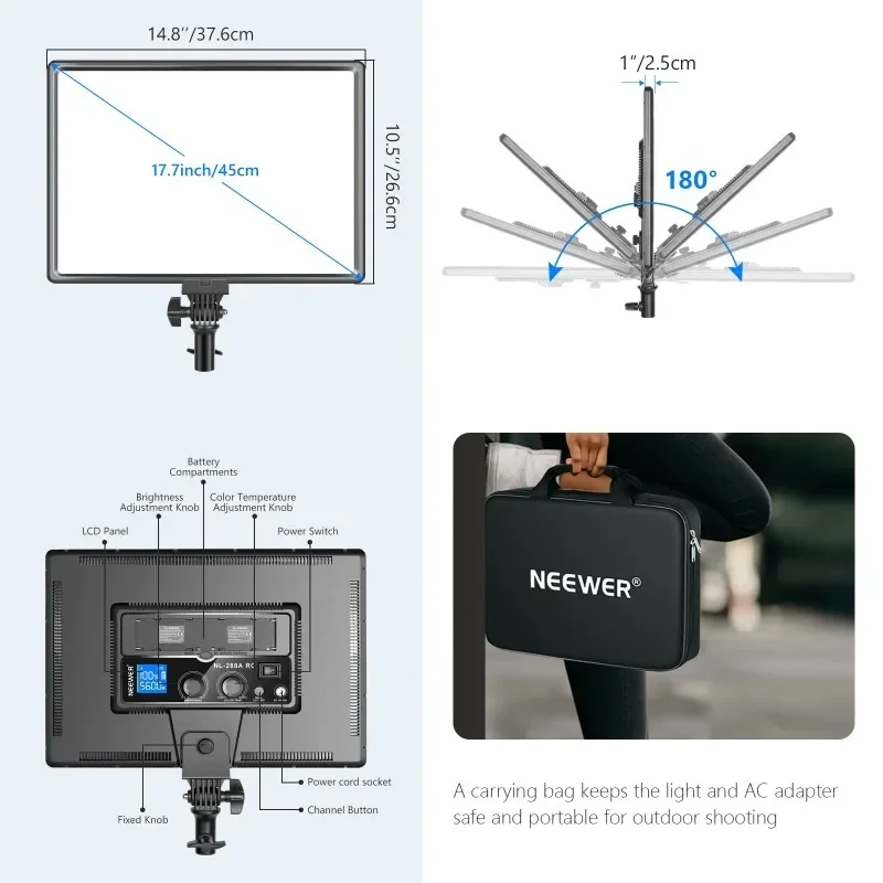 Lampu video LED NL288 dengan r - Led Light Panel Stream ulasan dan harga